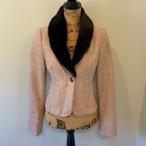 ❗️SALE❗️Vintage United Colors of Benetton Pale Pink Tweed Faux Fur Collar Suit